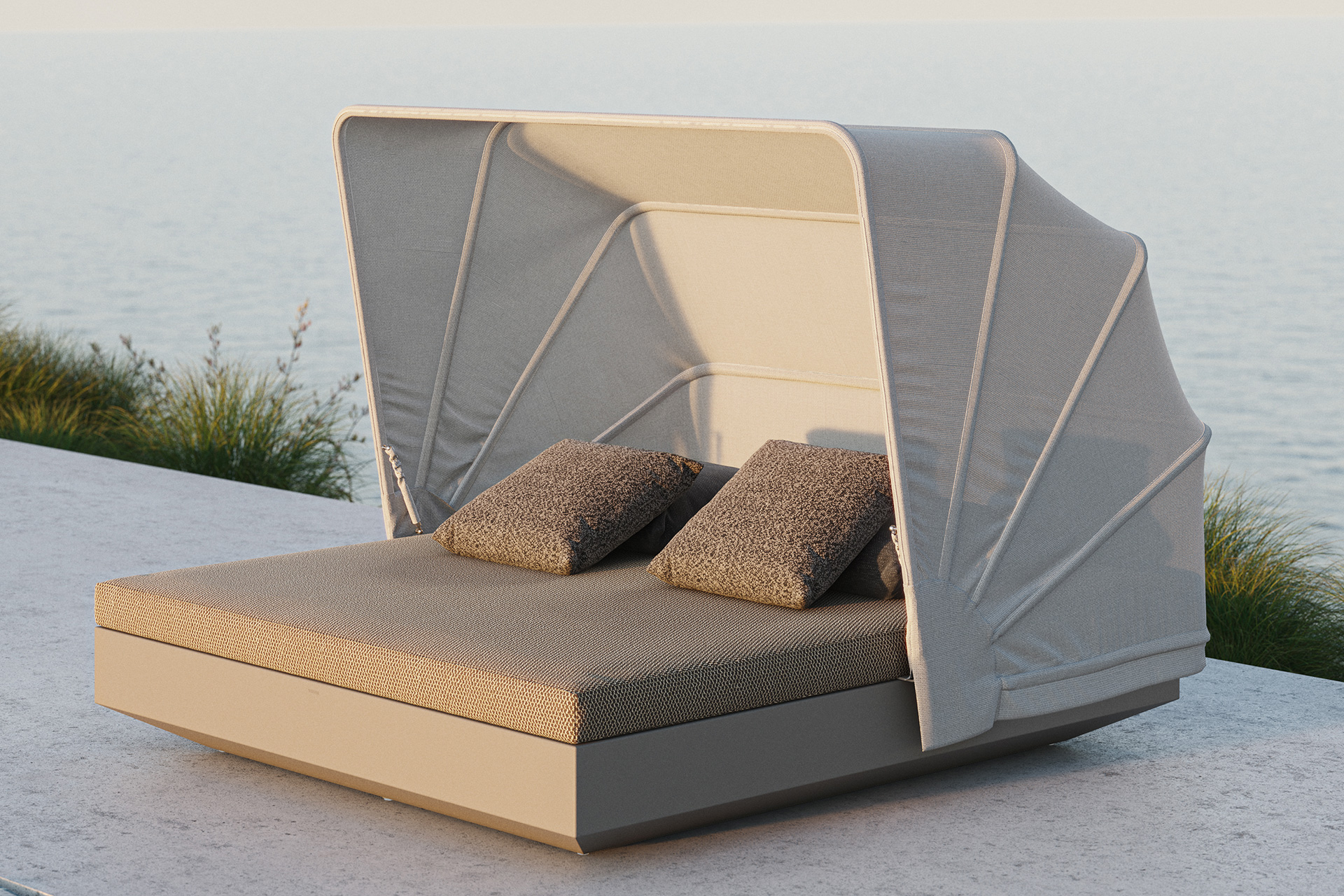 VELA BASIC daybed 200x180x40 with folding canopy - Vondom Zofe in lounge sestavi