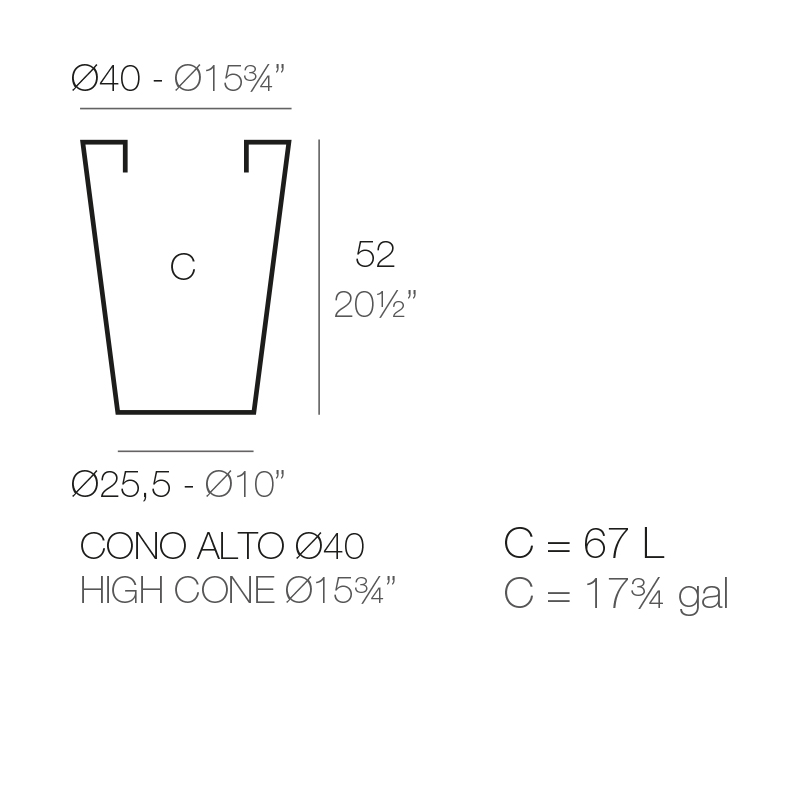 Macetero cono alto simple VONDOM|macetero cono alto|macetas cono alto
