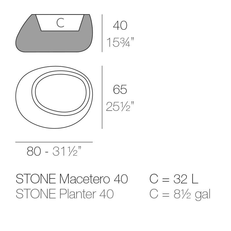 STONE PLANTER 80x65x40 by Stefano Giovannoni & Elisa Gargan