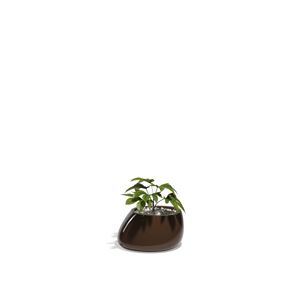 23 Vondom Stone Planter Stefano Giovannoni 55008F Brown Lacquered 