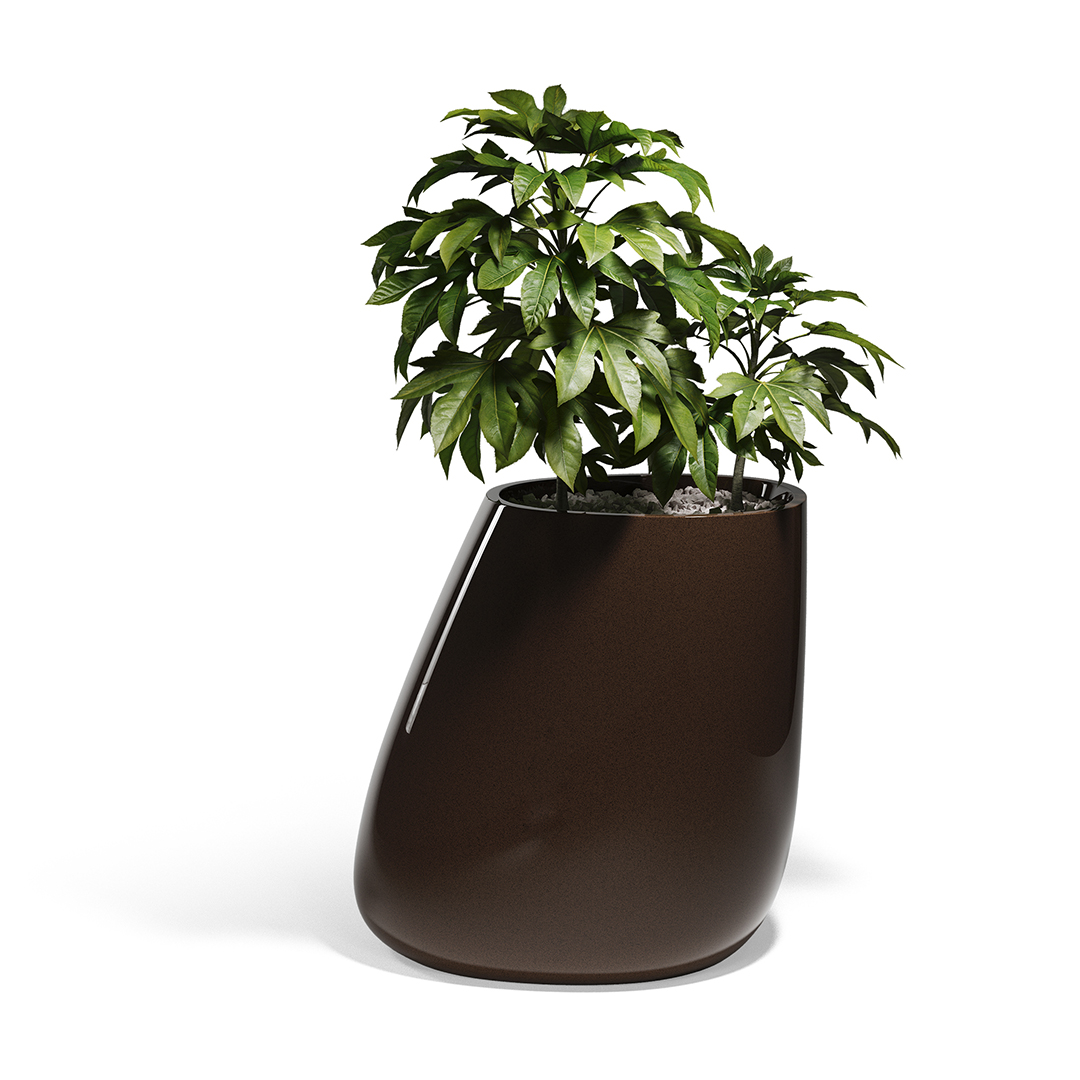 23 Vondom Stone Planter Stefano Giovannoni 55012F Brown Lacquered 