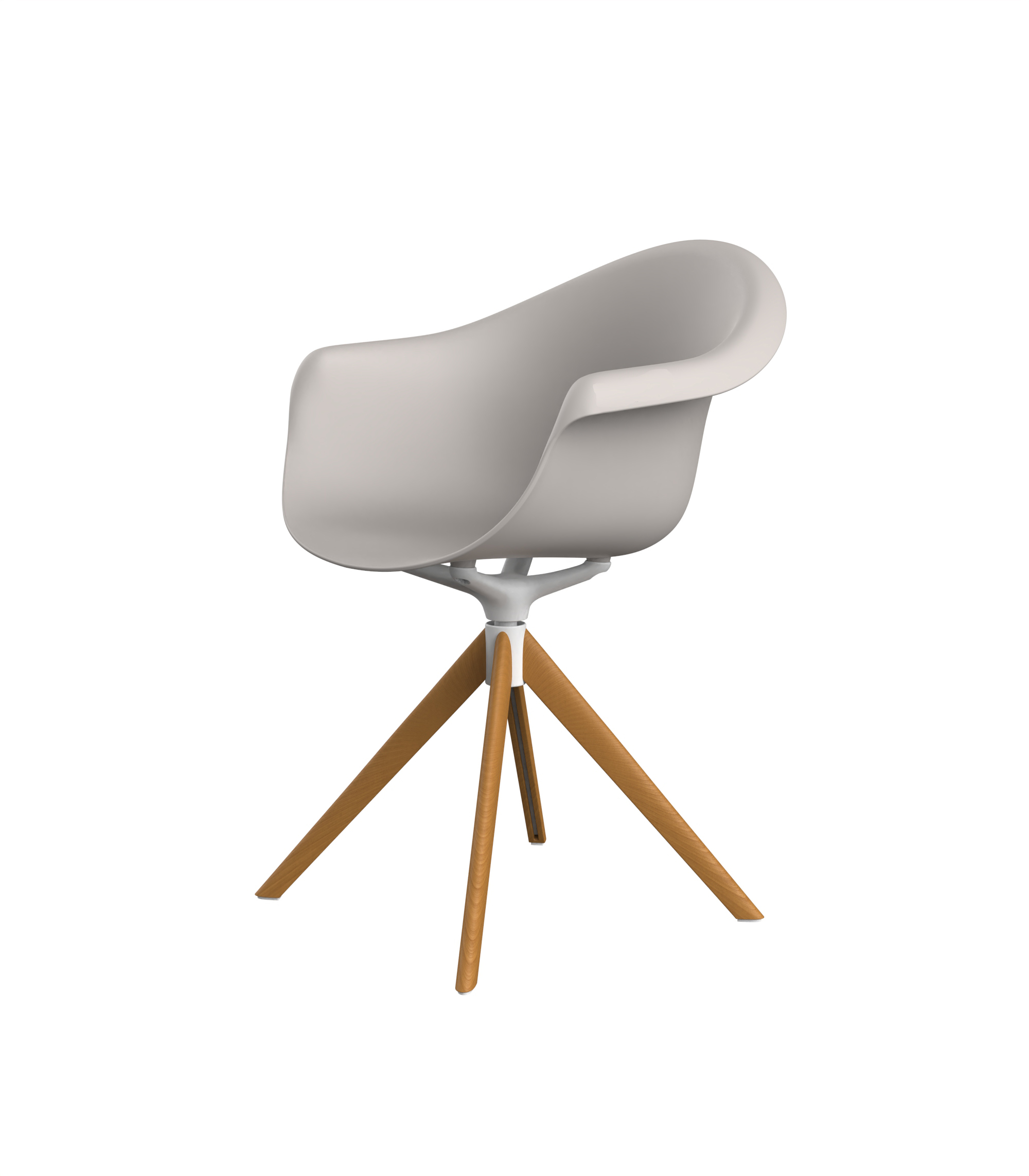 INCASSO SWIVEL ARMCHAIR WITH WOODEN LEGS