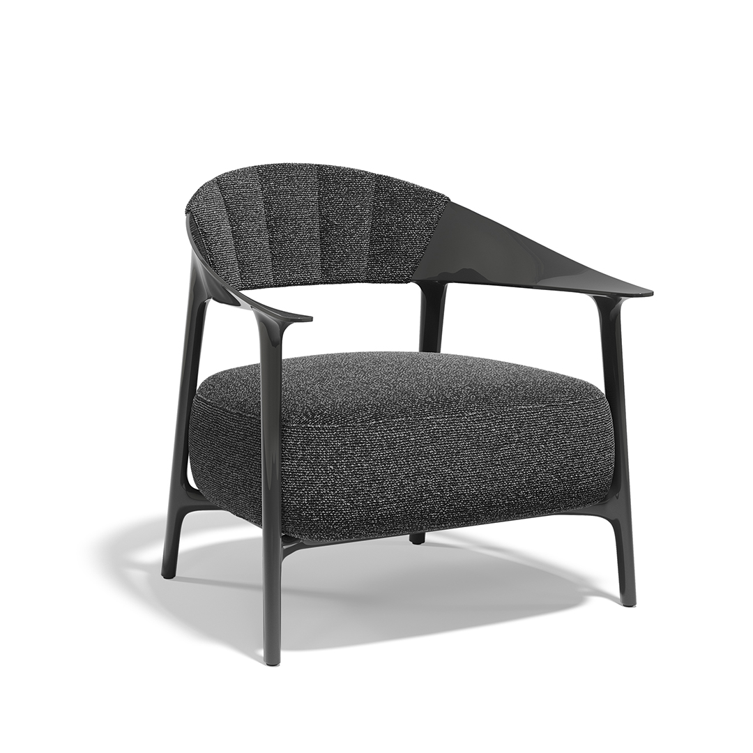 24 Vondom Africa Lounge Chair with Upholstered Backrest Eugeni Quitllet 65049F Black Lacquered 